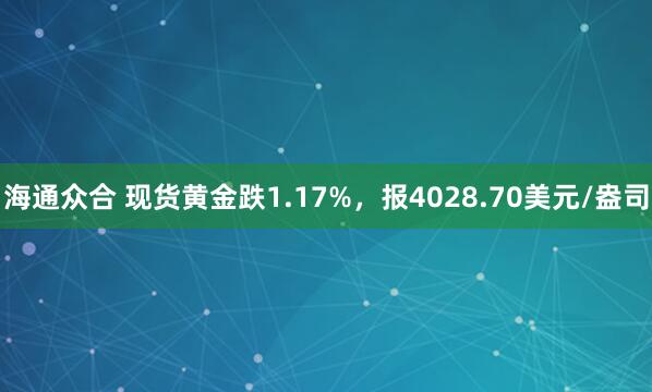 海通众合 现货黄金跌1.17%，报4028.70美元/盎司