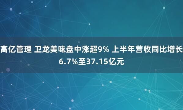 高亿管理 卫龙美味盘中涨超9% 上半年营收同比增长6.7%至37.15亿元